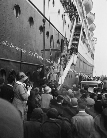 PAPAL LEGATE LEAVING LINER AT DUBLIN PORT